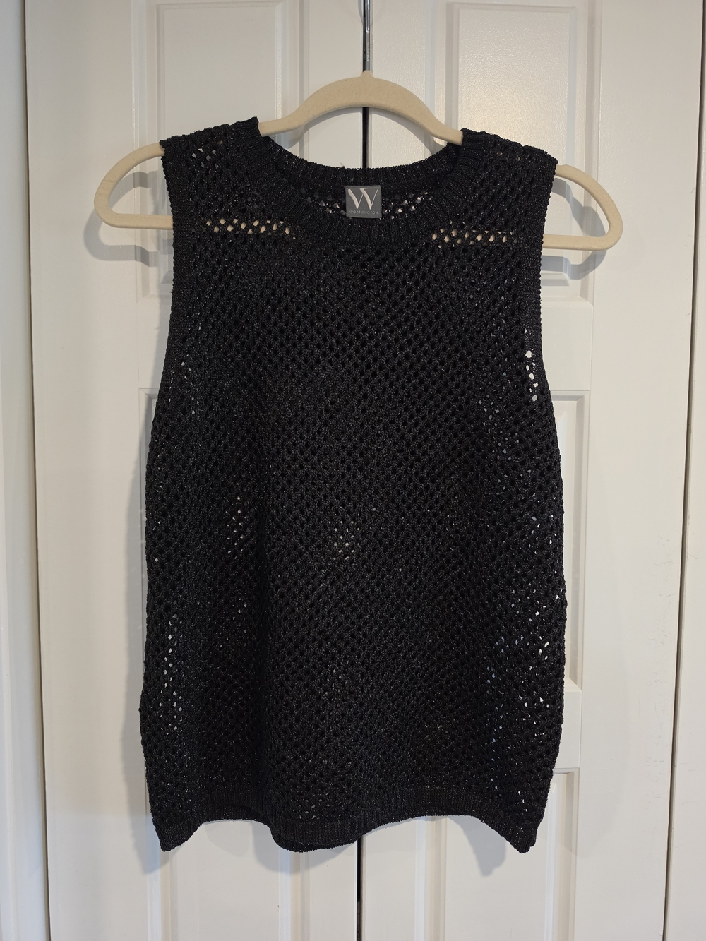 Worthington Black Open-Knit Sleeveless Tank